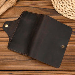 Mens Wallet With Lots of Card Slots Leather Vertical Wallet with Buckle with Coin Pocket - iwalletsmen
