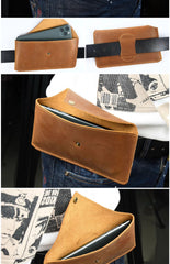 Leather Phone Holster for Belt Mens  Leather Cell Phone Holster with Belt Loop - iwalletsmen