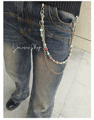 Light Blue Shoushan Stone Ball Wallet Chain Double Wallet Chain - iChainWallets