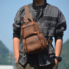 Dark Brown Sling Leather Backpack - iwalletsmen