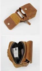 Brown Leather Belts Pouches - iwalletsmen