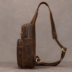 Vintage Brown Leather Sling Bag for Men - iwalletsmen