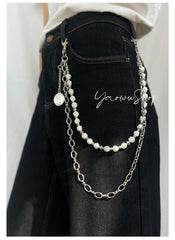 Beaded Wallet Chain Black Turquoise Stone Wallet Chain Double Wallet Chain - iChainWallets