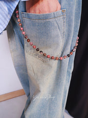 Turquoise Stone Beaded Wallet Chain Ball Wallet Chain - iChainWallets