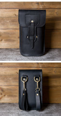 Black  Mens Belt Pouch Leather Belt Phone Pouch Leather Phone Belt Pouch - iwalletsmen