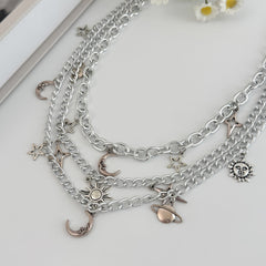 Triple Wallet Chain Star Moon Sun 3 Chains Biker Wallet Chain - iChainWallets