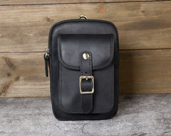 Black Belt Clip On Pouch Mens Belt Pouch Leather Belt Phone Pouch Leather Phone Belt Pouch - iwalletsmen