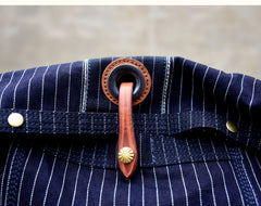 Womens Jeans Shoulder Bag Blue Striped Denim Leather Crossbody Bag for Men Striped Messnger Bag - Feltify