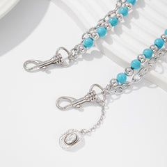 Fake Turquoise Double Wallet Chain Mens Ball Wallet Chain - iChainWallets