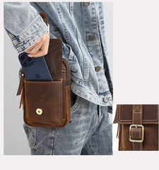 Brown Leather Belt Loop Pouch - iwalletsmen