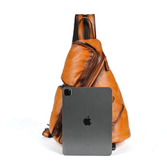 Leather Large Sling Backpack - Zipper Detail