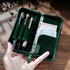 Brown Leather Fountain Pen Case Luxury Leather Pen Case - iwalletsmen