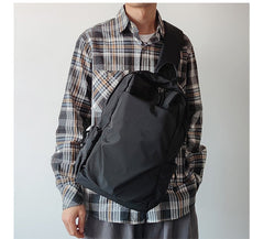 Nylon Black Large Sling Bag For Men