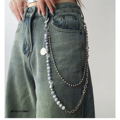 White Turquoise Stone Ball Wallet Chain Double Wallet Chain - iChainWallets