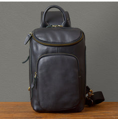 Sling bag for big man - top handle and antique brass zipper detail