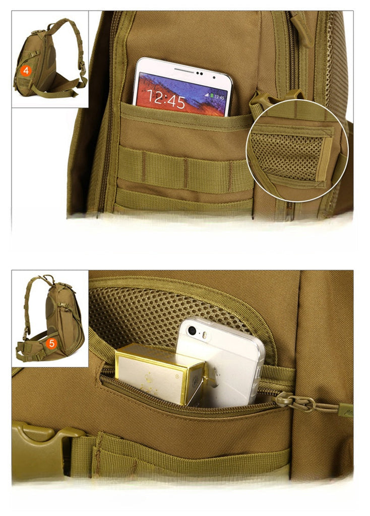 Tactical Chest Sling Pack - MOLLE Military Shoulder Bag, Nylon Backpack For Outdoor Activities