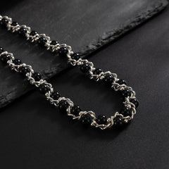 Black Pearl Wallet Chain Silver Beaded Wallet Chain 