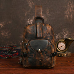 Leather Large Sling Backpack - Full View