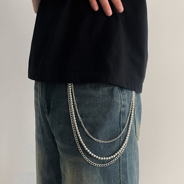 Mens Triple Wallet Chain Beaded Wallet Chain - iChainWallets