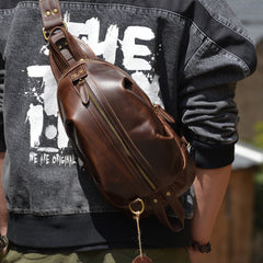 best leather sling bag​ Leather Chest Bag Mens Sling Bag Crossbody Sling Bag Cool Travel Leather Crossbody Backpacks