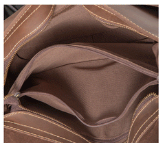 Brown Leather Messenger Bag - Detail