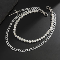 Pearl Wallet Chain Mens Ball Wallet Chain with Cross - iChainWallets