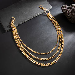 Gold 3 Chains Biker Wallet Chain 