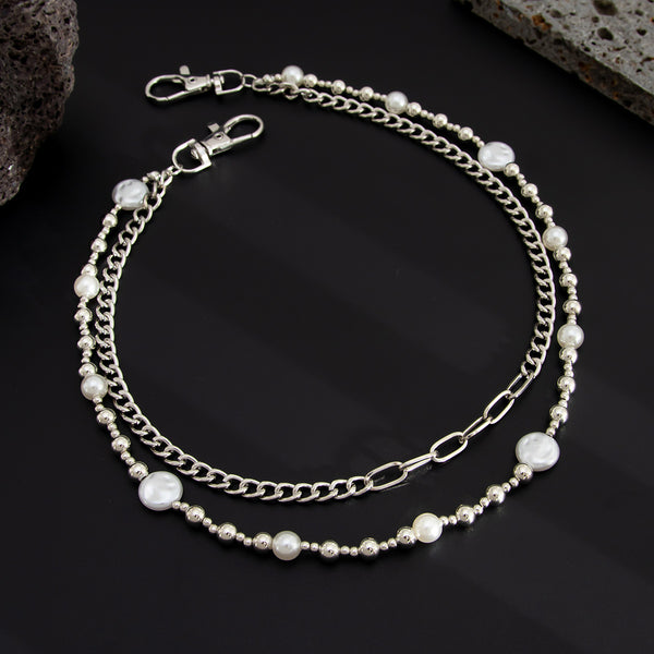Double Pearl Wallet Chain Beaded Wallet Chain Womens Double Wallet Chain - iChainWallets
