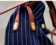 Womens Jeans Shoulder Bag Blue Striped Denim Leather Crossbody Bag for Men Striped Messnger Bag - Feltify