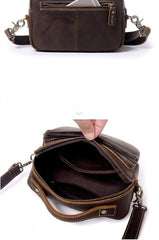 Mens Small Crossbody Bag with Handle Small Mens Crossbody Bag Brown Leather Small Crossbody Bag for Men - iwalletsmen
