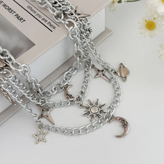 Triple Wallet Chain Star Moon Sun 3 Chains Biker Wallet Chain - iChainWallets