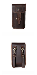 Dark Brown Mens Belt Pouch Leather Belt Phone Pouch Leather Phone Belt Pouch - iwalletsmen