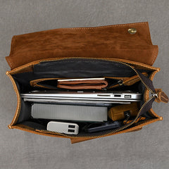 Mens 17L Brown Leather Backpack for Men - iwalletsmen