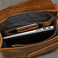 Mens 17L Brown Leather Backpack for Men - iwalletsmen