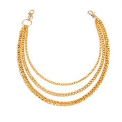 Gold 3 Chains Biker Wallet Chain 