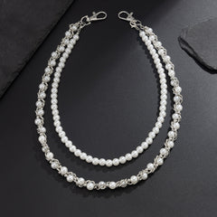 Women Double Wallet Chain Pearl Wallet Chain 