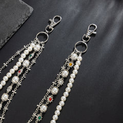 Pearl Wallet Chain for Men Cross Triple Wallet Chain 