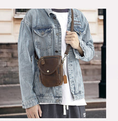 Brown Mens Belt Pouch Leather Belt Phone Pouch - iwalletsmen