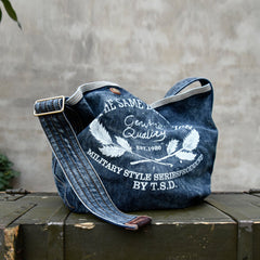Blue Denim Tote Handbag Denim Tote Bag Blue Denim Tote Shoulder Bag Jean Tote Bag - Feltify