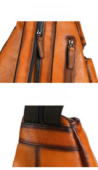 Leather Large Sling Backpack - Back Panel