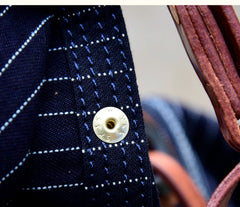 Womens Jeans Shoulder Bag Blue Striped Denim Leather Crossbody Bag for Men Striped Messnger Bag - Feltify