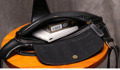 Black Leather Sling Bag for Men Mens Chest Bag Crossbody Chest Bag Chest Crossbody Bag 