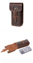 Dark Brown Mens Leather Belt Phone Pouch Leather Phone Belt Pouch - iwalletsmen