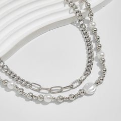 Double Pearl Wallet Chain Beaded Wallet Chain Womens Double Wallet Chain - iChainWallets