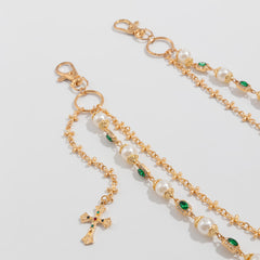 Pearl Wallet Chain with Cross - iChainWallets