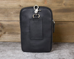 Black Belt Clip On Pouch Mens Belt Pouch Leather Belt Phone Pouch Leather Phone Belt Pouch - iwalletsmen