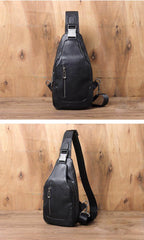 Sling Bag Leather Black - iwalletsmen