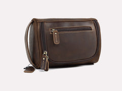 Brown Men's Leather Toiletry Bag - iwalletsmen