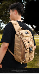 Khaki Tactical Canvas mens large sling bag,