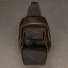 Brown Mens Leather Chest Bag Chest Sling Bag for Men - iwalletsmen